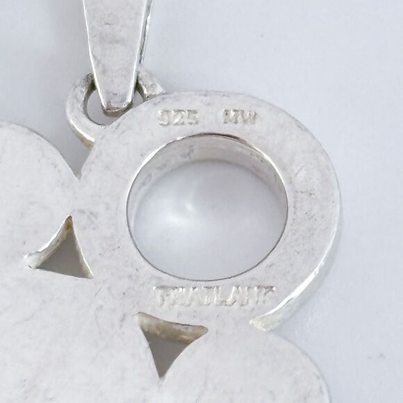 Vintage MW Thailand Sterling Silver 925 Garnet Modernist Pendant - Picture 6 of 8